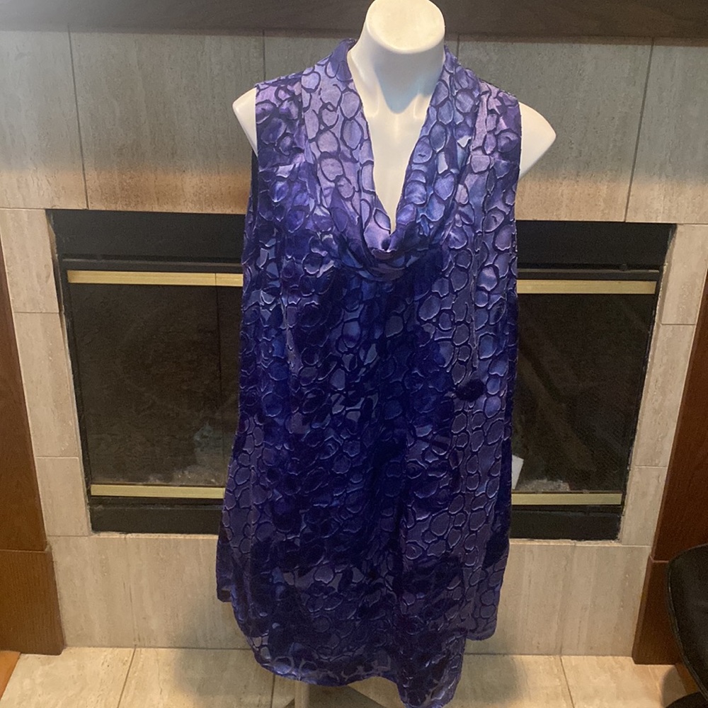 Lane Bryant purple print cowl neck dress